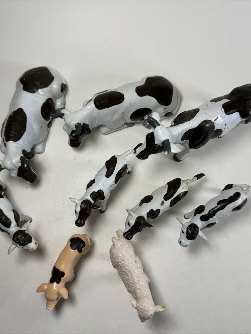 AAA Vintage Animal Figure Lot Bull Cow Piglet Sheep Calf Farm Solid Rubber Toys
